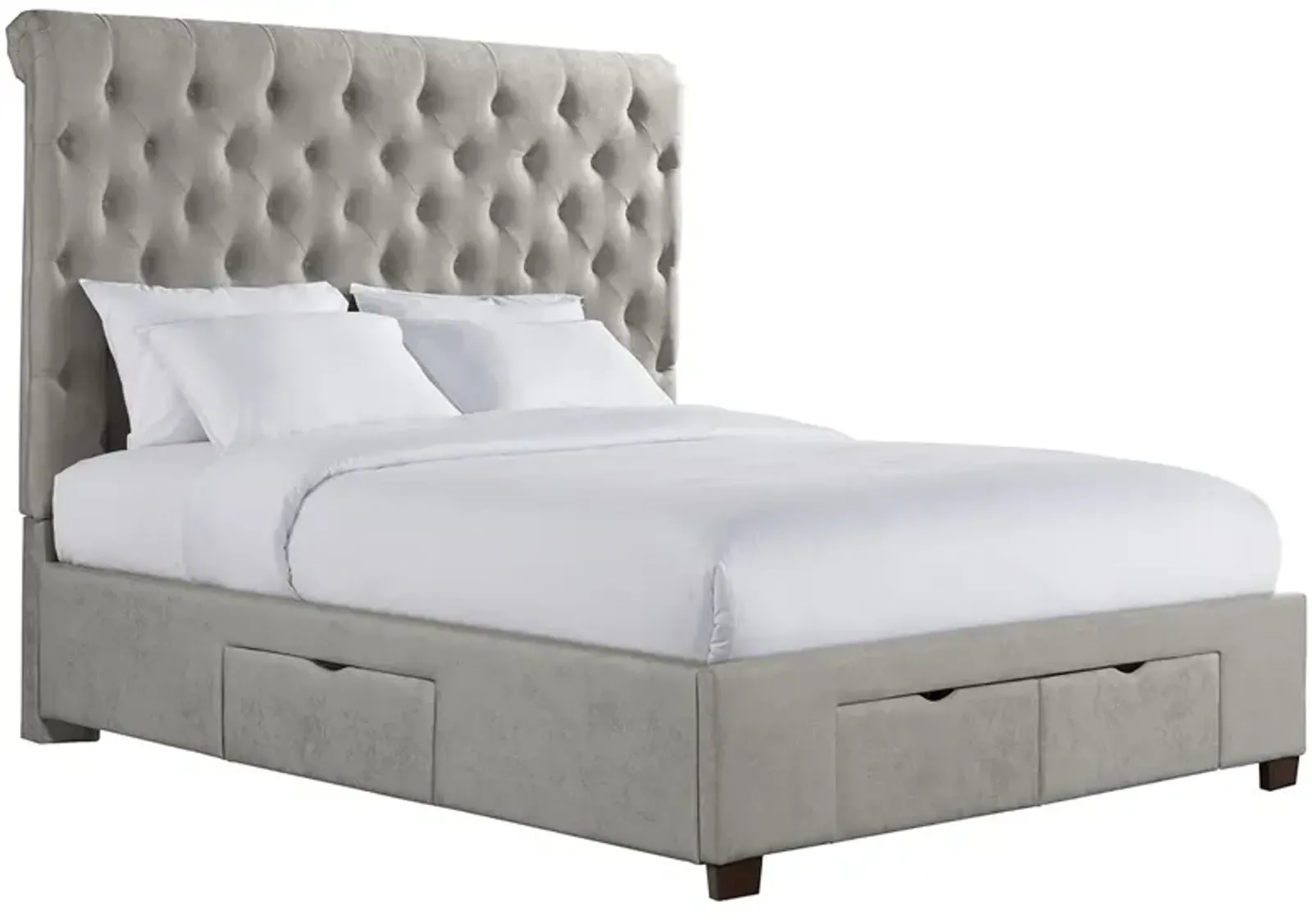 Marbella Gray King Upholstered Storage Bed