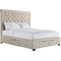 Marbella Beige King Upholstered Storage Bed