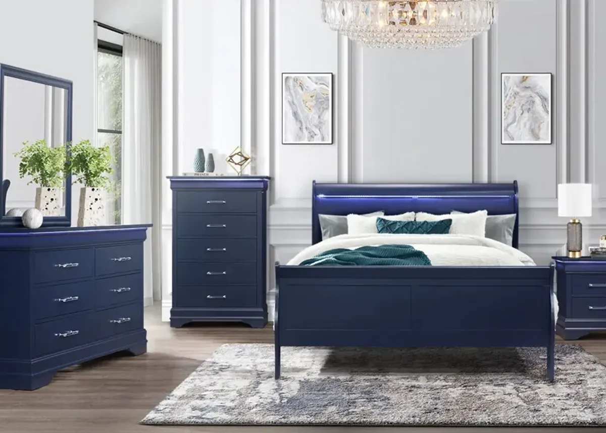 Francis Blue King Bed