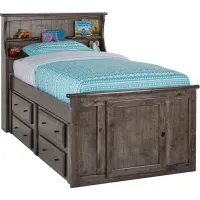 Catalina Gray Twin Bookcase Bed