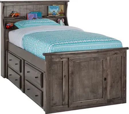Catalina Gray Twin Bookcase Bed