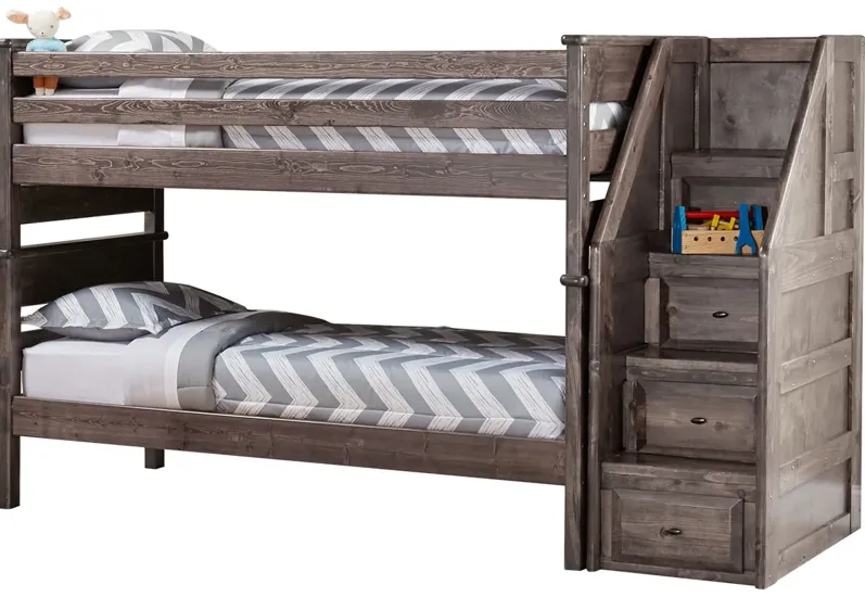 Catalina Gray Twin/Twin Bunk Bed W/stairs