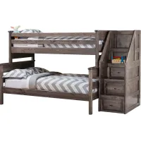 Catalina Gray Twin/Full Bunk Bed w/Stairs
