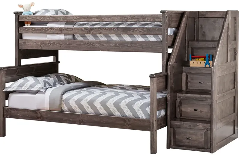 Catalina Gray Twin/Full Bunk Bed w/Stairs