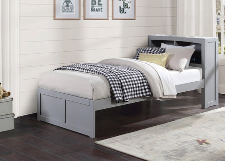 Kid's Space Gray Twin Bookcase Bed