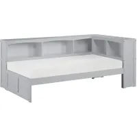 Kid's Space Gray Twin Bookcase Corner Bed