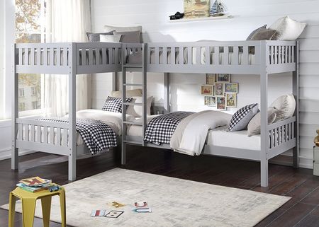 Kid's Space Gray Corner Bunk Bed