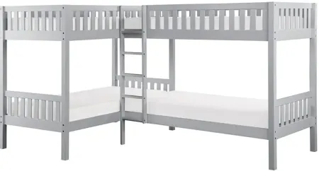 Kid's Space Gray Corner Bunk Bed