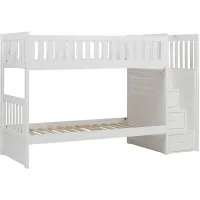 Kid's Space White Bunk Bed W/ Storage Staircase
