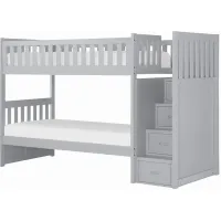 Kid's Space Gray Bunk Bed W/ Storage Staircase