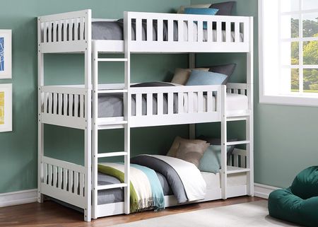 Kid's Space White Triple Bunk Bed