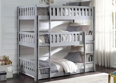 Kid's Space Gray Triple Bunk Bed