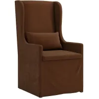Richland Wingback Dining Chair W/ Brown Slip Cover