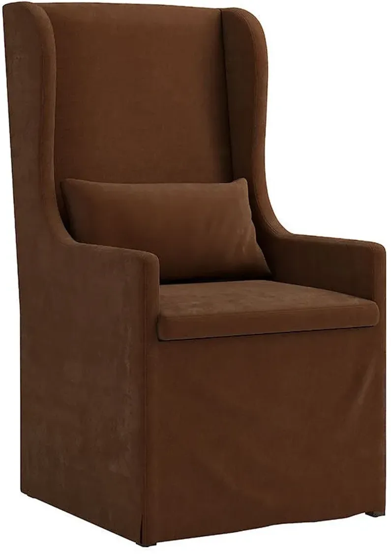 Richland Wingback Dining Chair W/ Brown Slip Cover