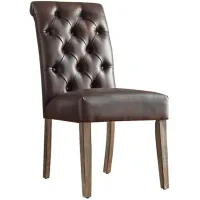 Richland Rolled Back Tufted Brown Chair