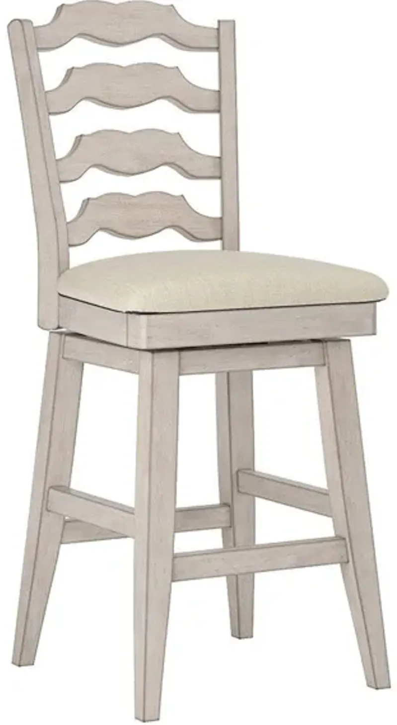 Lakewood White Ladder Back Swivel Counter Chair
