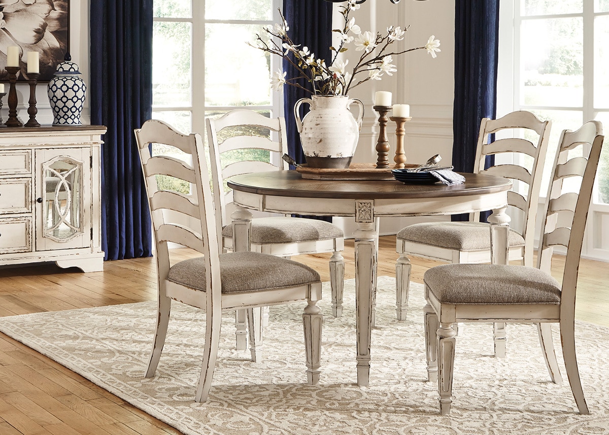 Westbrook White 7 Pc. Dinette W/ Ladder Back Chairs