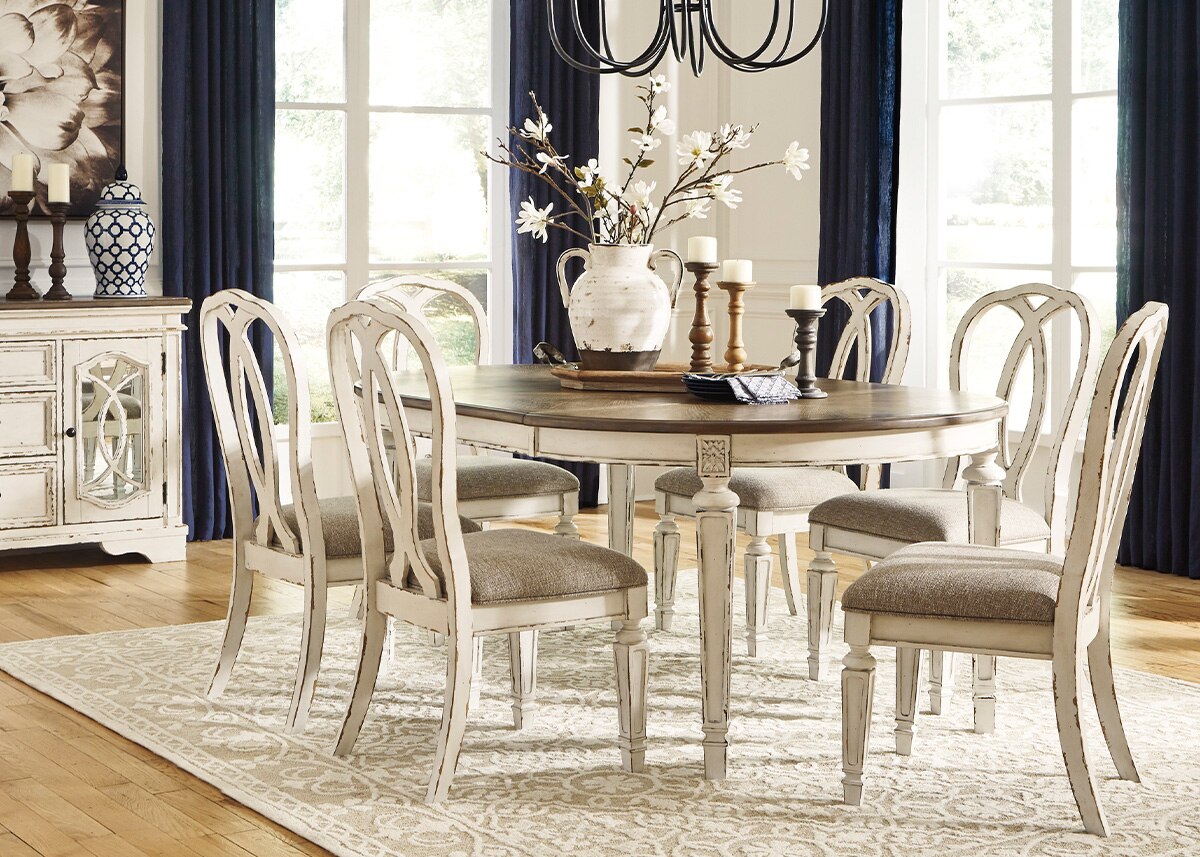 Westbrook White 7 Pc. Dinette W/ Ribbon Back Chairs