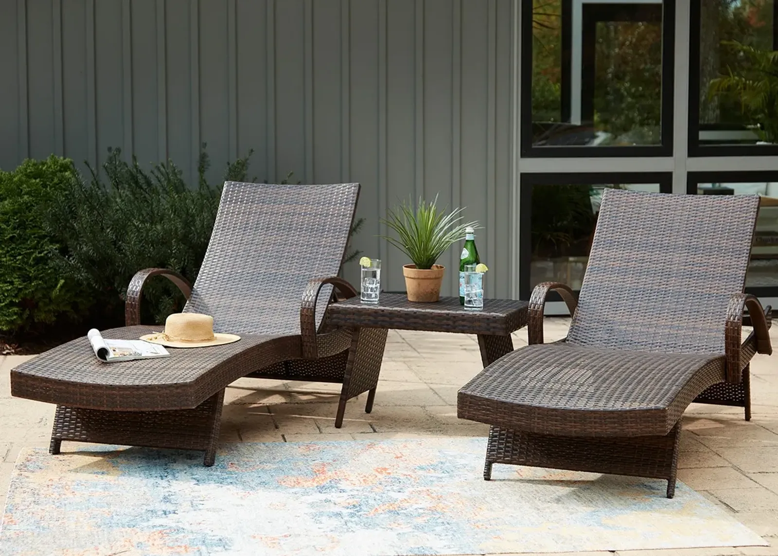 Bali 3 Pc. Outdoor Chaise Lounge W/ End Table