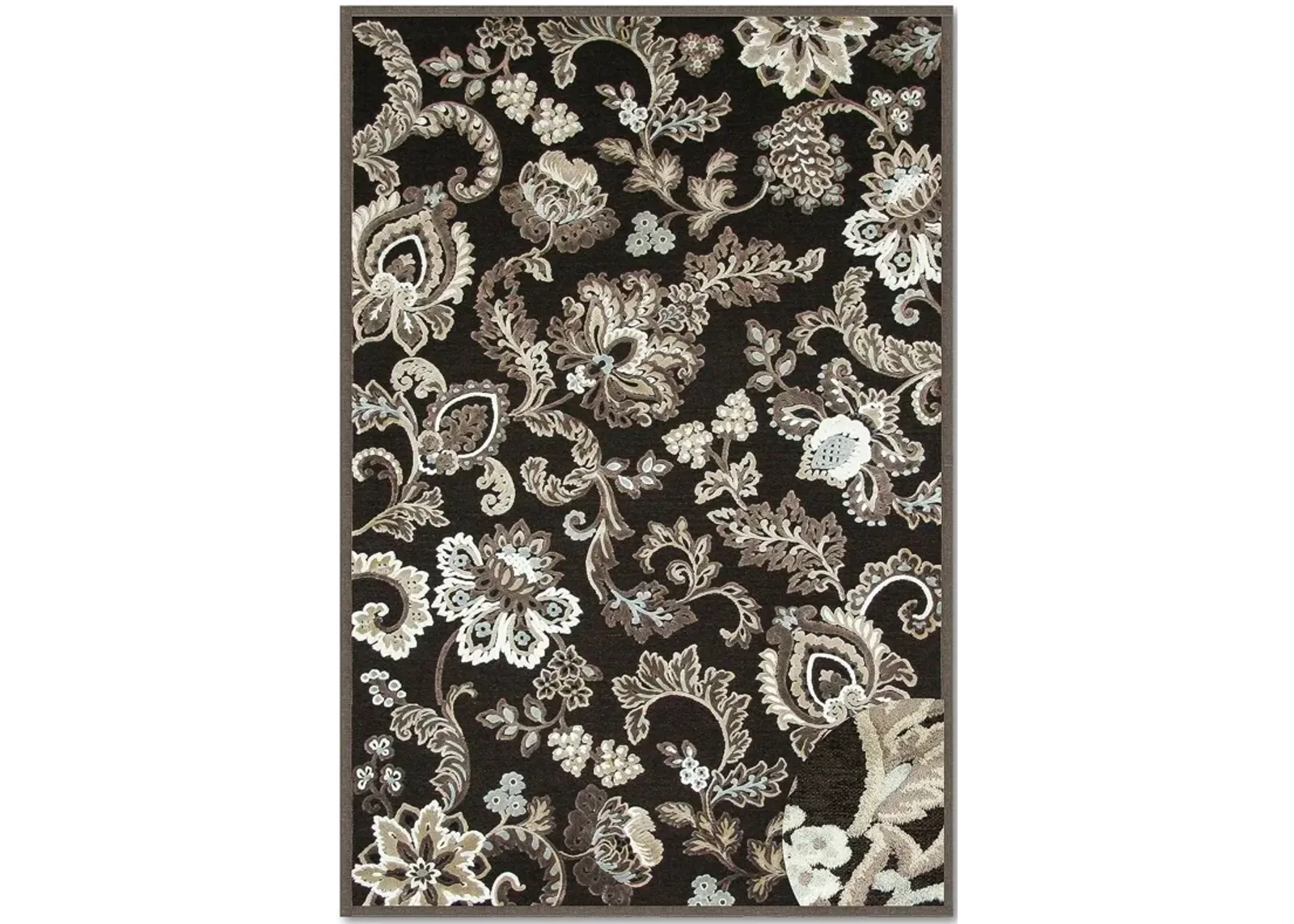 Napa Floral 5'x 8' Area Rug - Dark Brown and Ivory