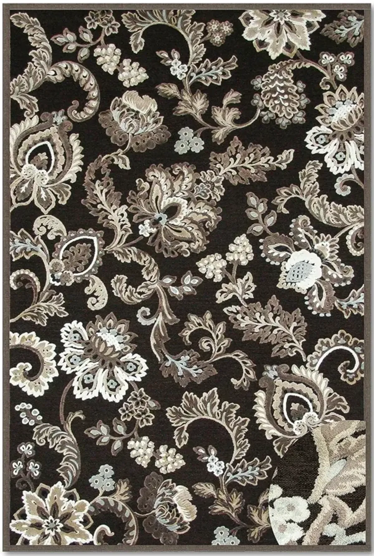 Napa Floral 5'x 8' Area Rug - Dark Brown and Ivory