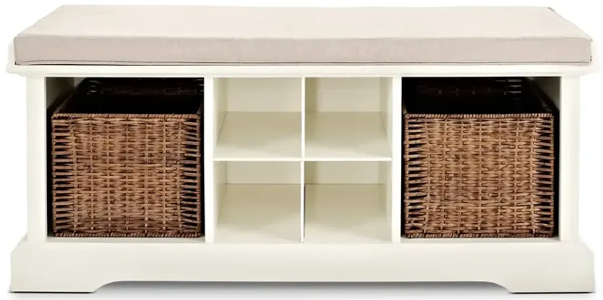 Levi Entryway Storage Bench - White 