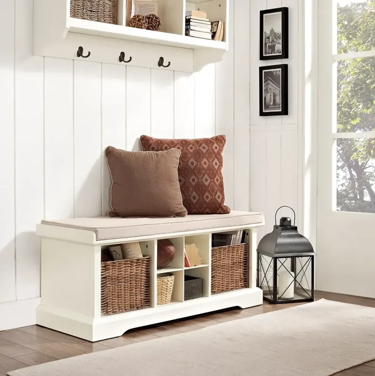 Levi Entryway Storage Bench - White 