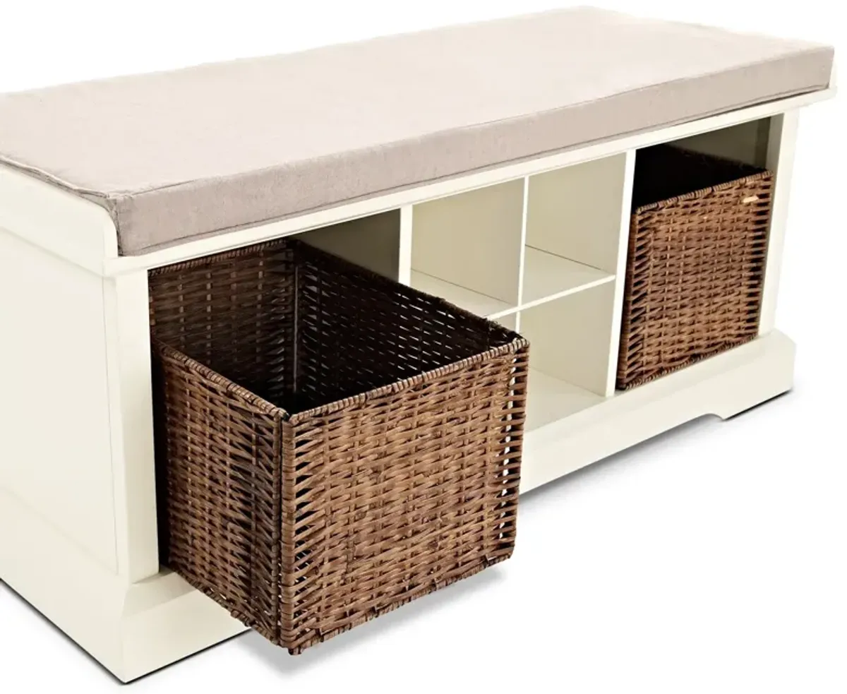 Levi Entryway Storage Bench - White 