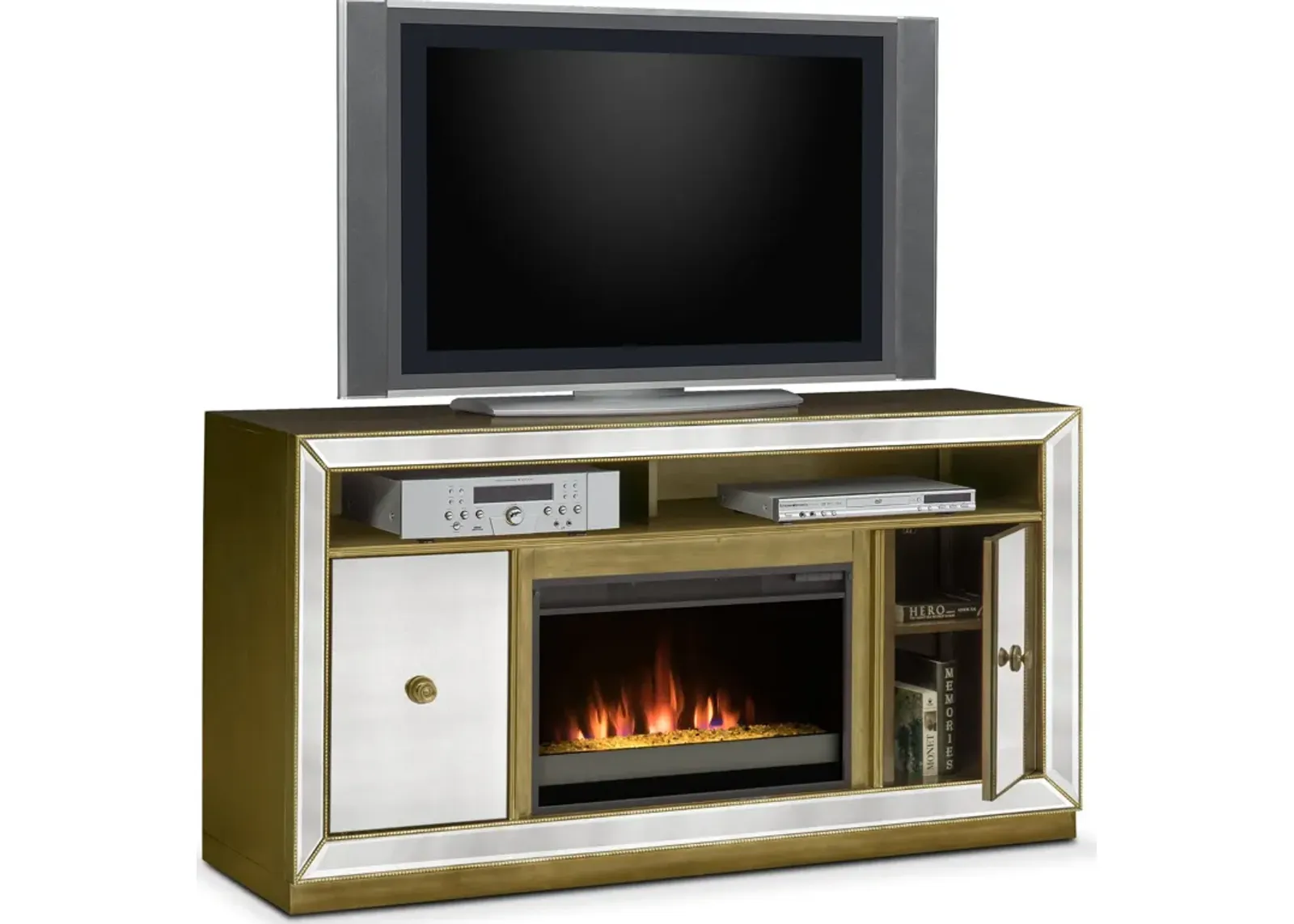 Reflection Contemporary Fireplace TV Stand - Mirror