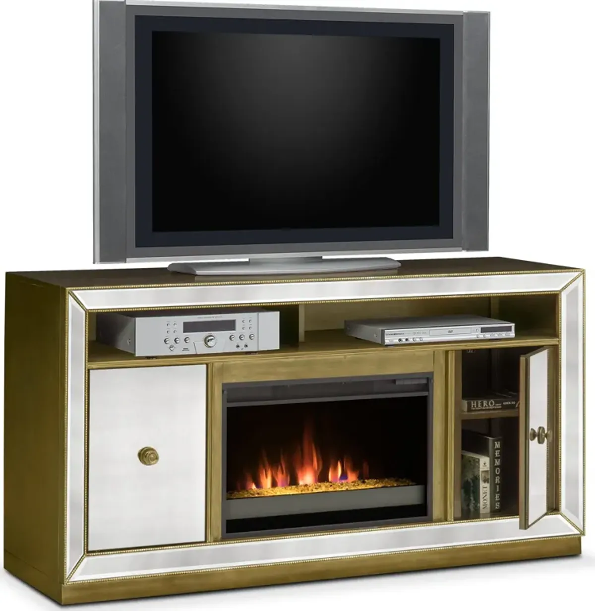 Reflection Contemporary Fireplace TV Stand - Mirror