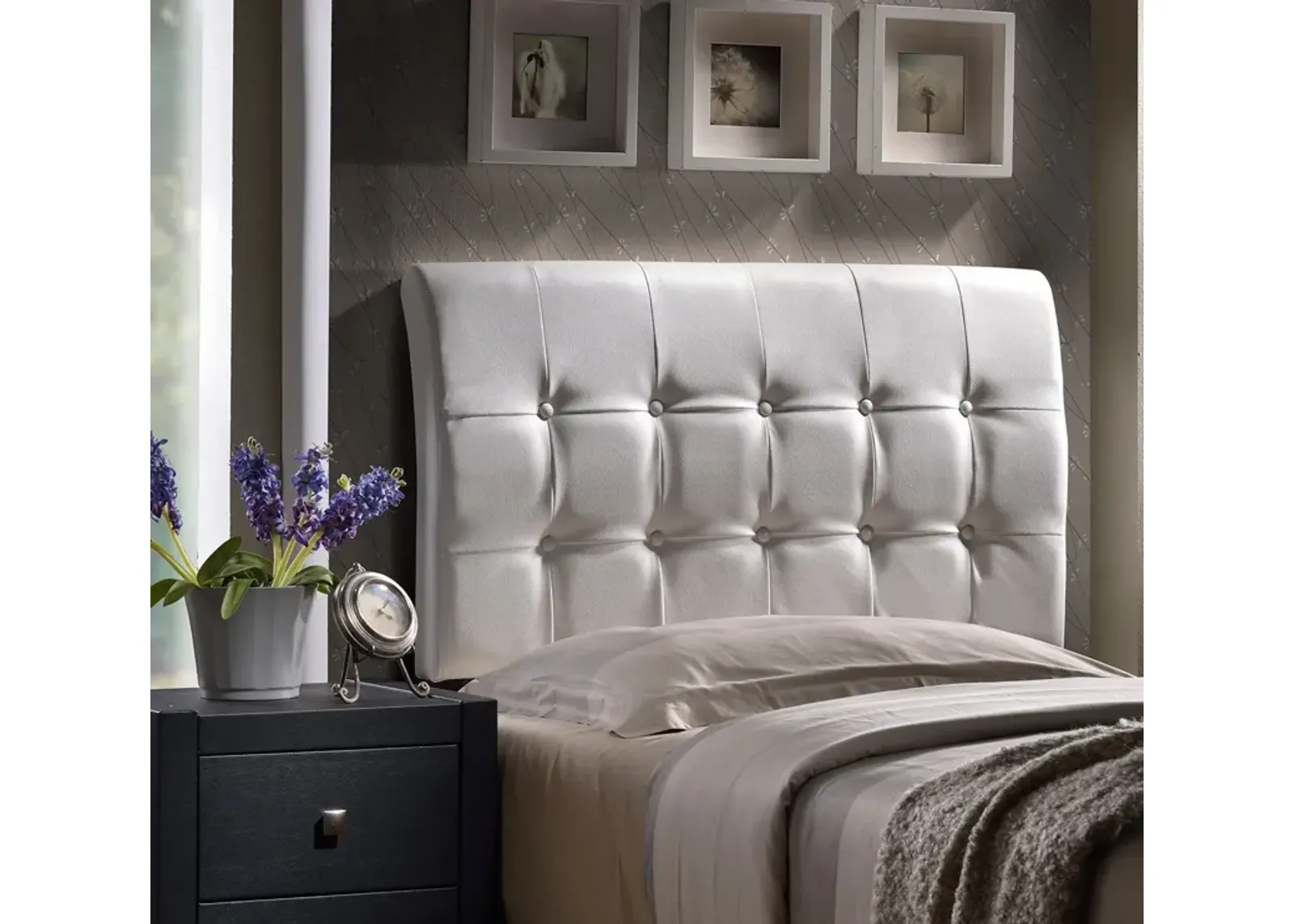 Lusso Queen Upholstered Headboard - White