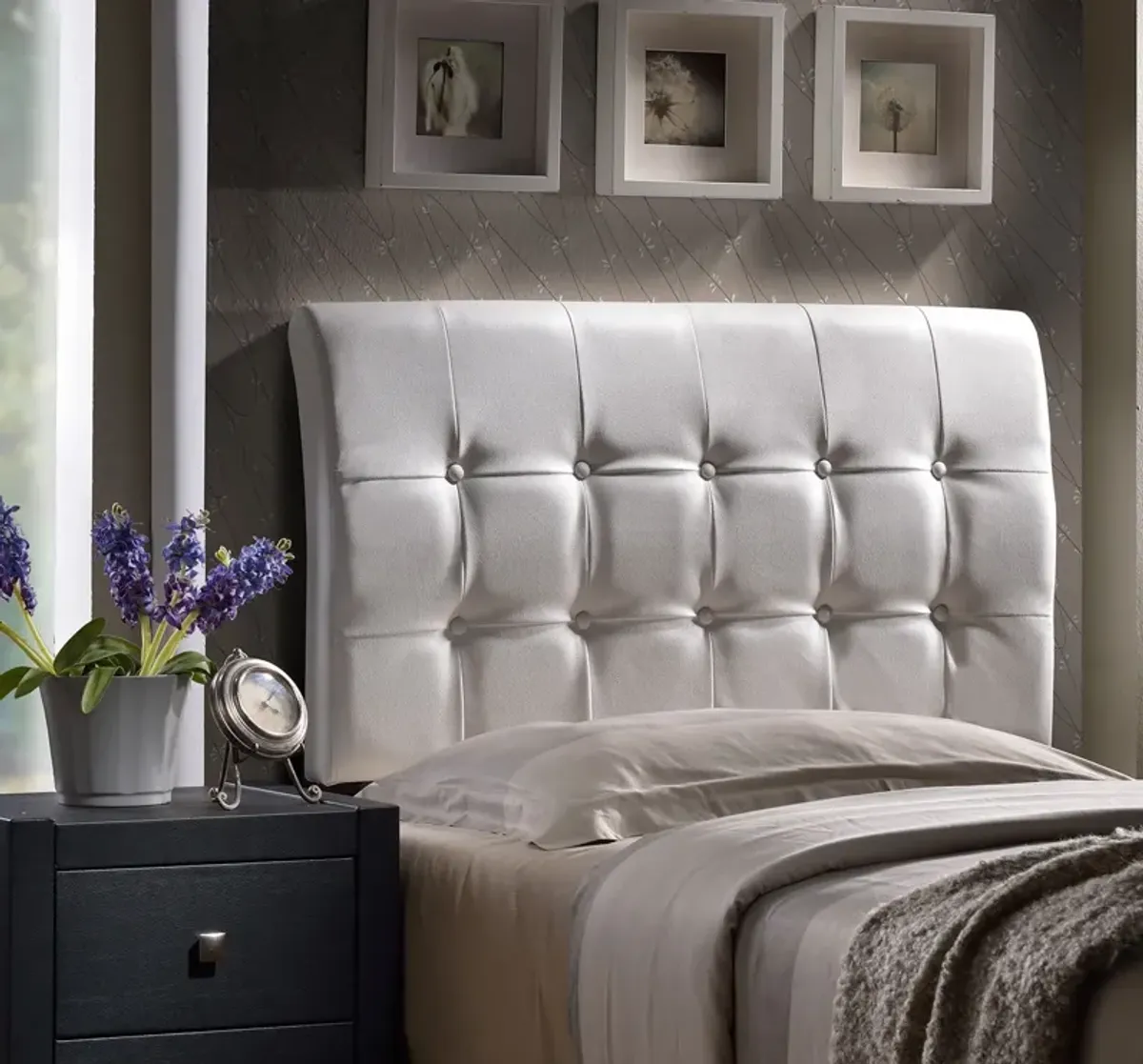 Lusso Queen Upholstered Headboard - White