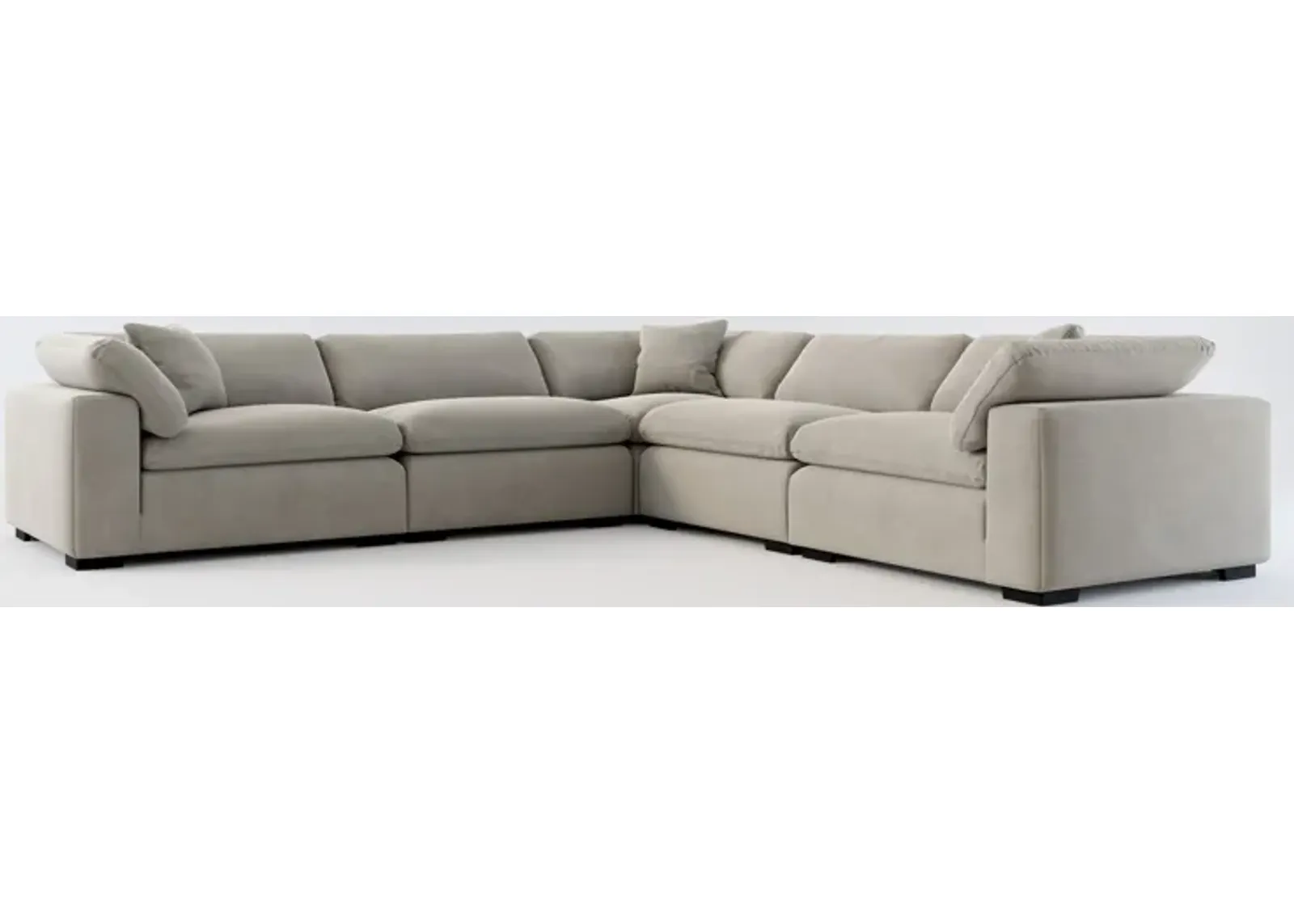 Plush Feathered Comfort 5-Piece Sectional - Abington Fog