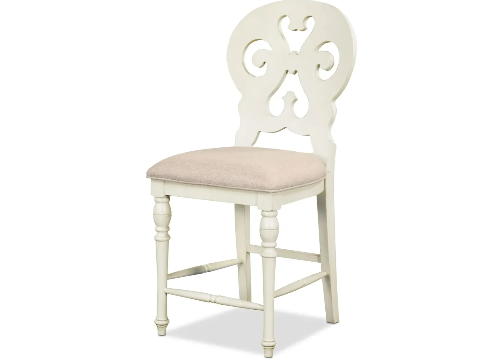 Charleston Counter-Height Scroll-Back Stool - White