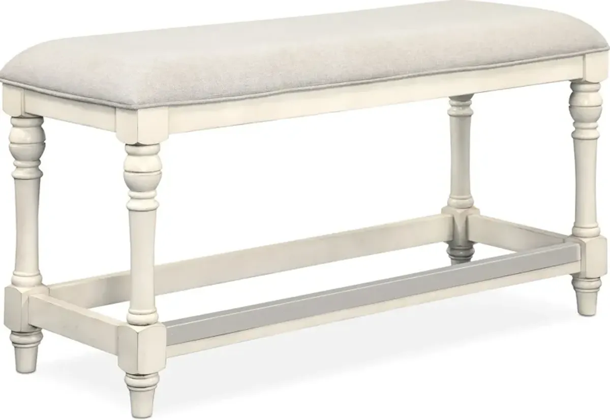 Charleston Counter-Height Bench - White