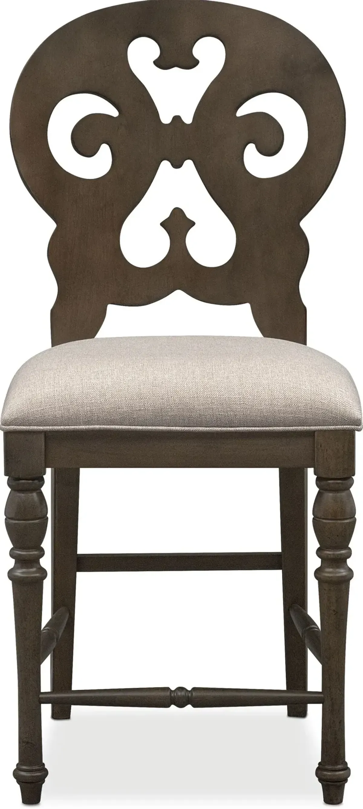 Charleston Counter-Height Scroll-Back Stool - Gray