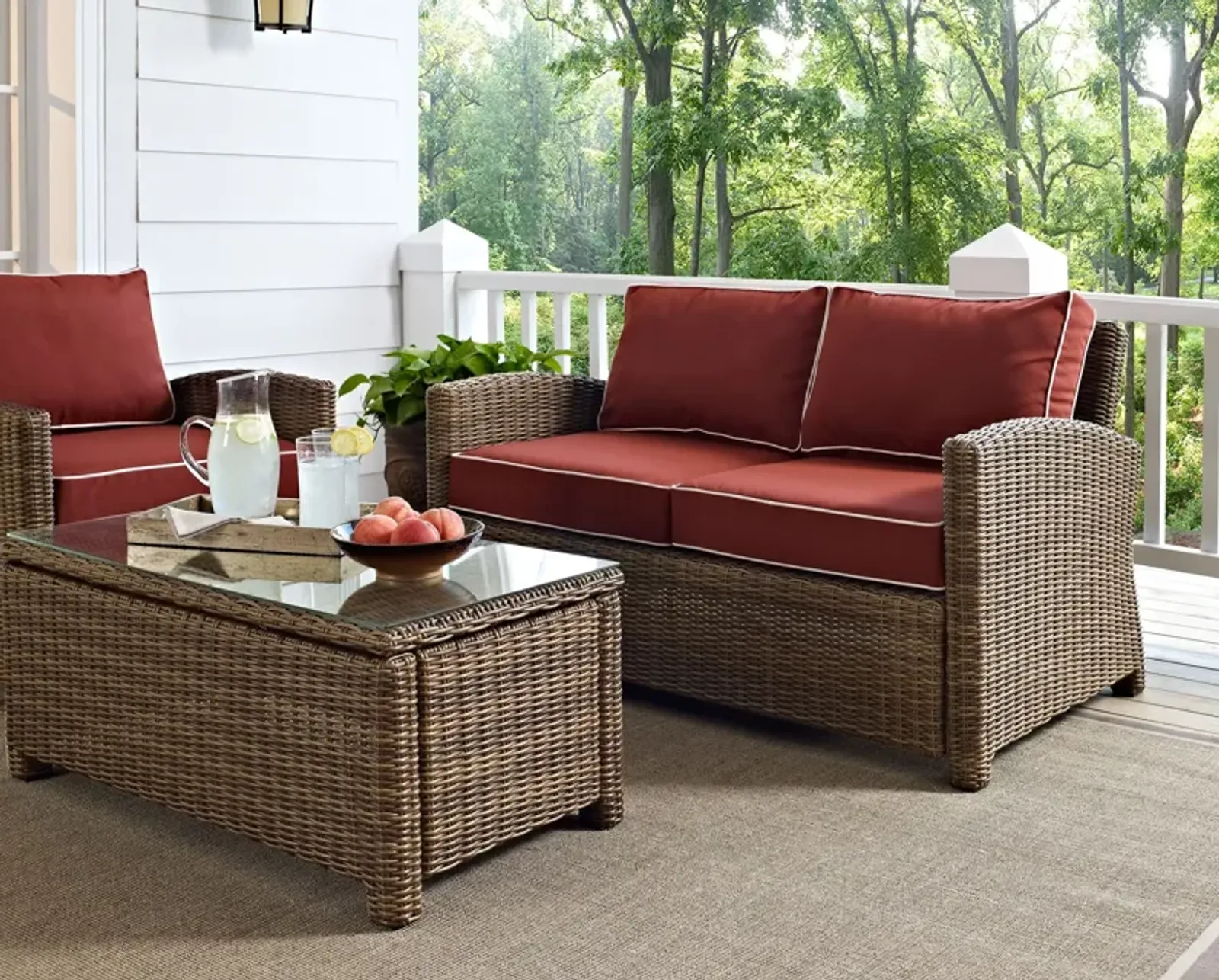 Destin Outdoor Loveseat - Sangria