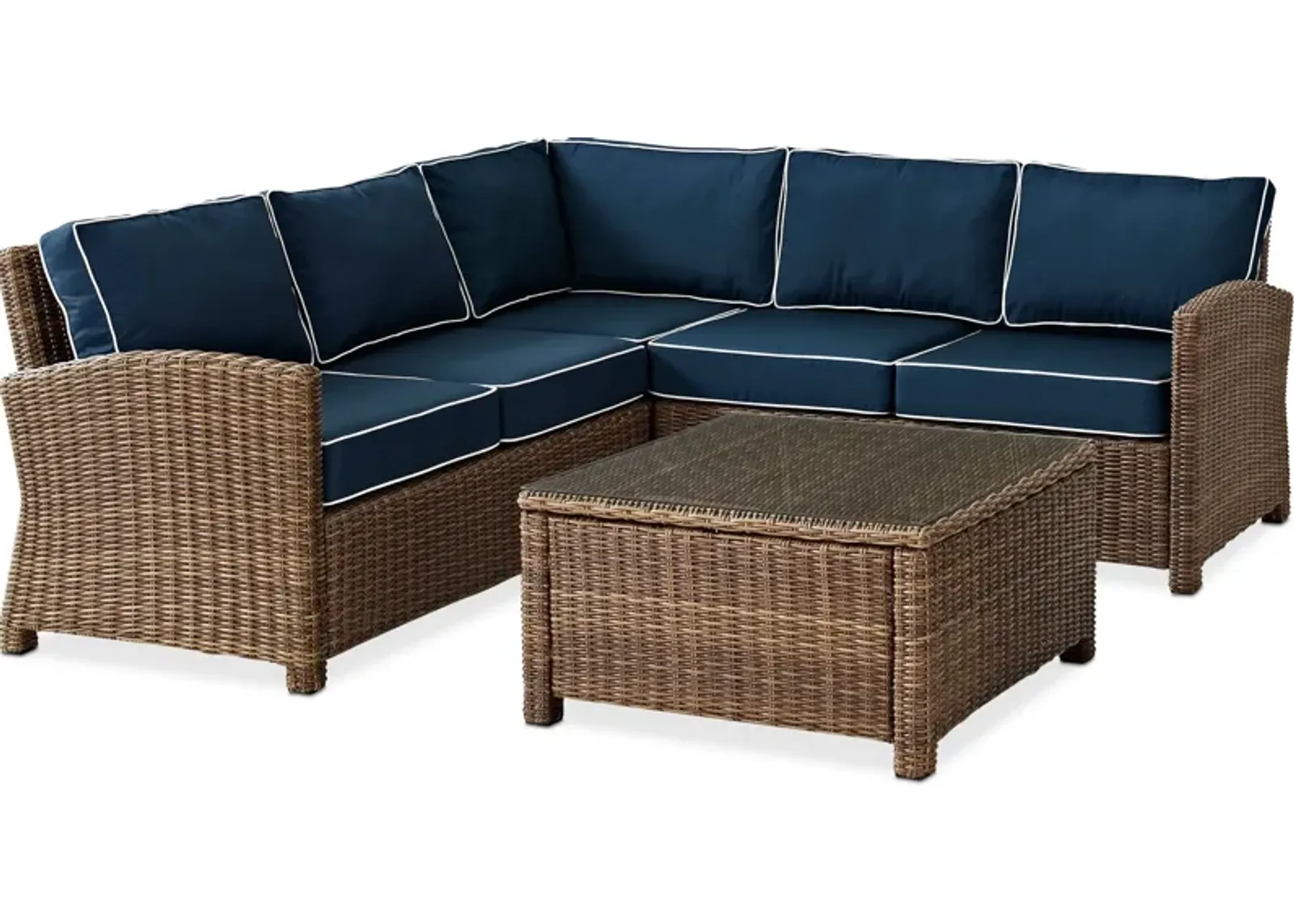 Destin 3-Piece Outdoor Sectional and Coffee Table Set - Navy