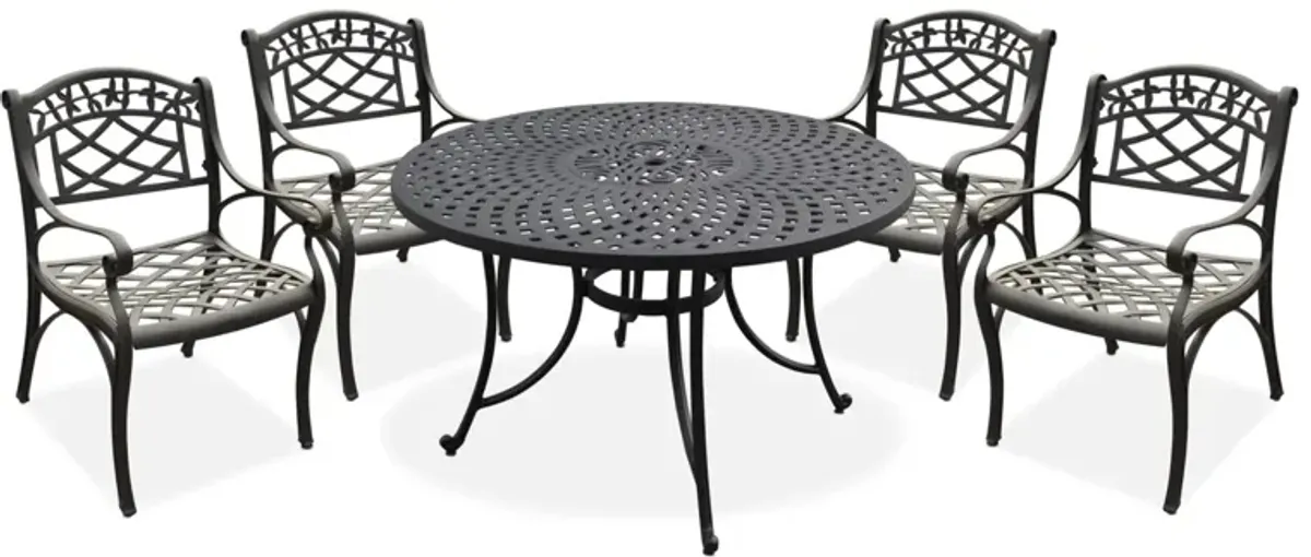 Hana Outdoor 46" Dining Table and 4 Arm Chairs