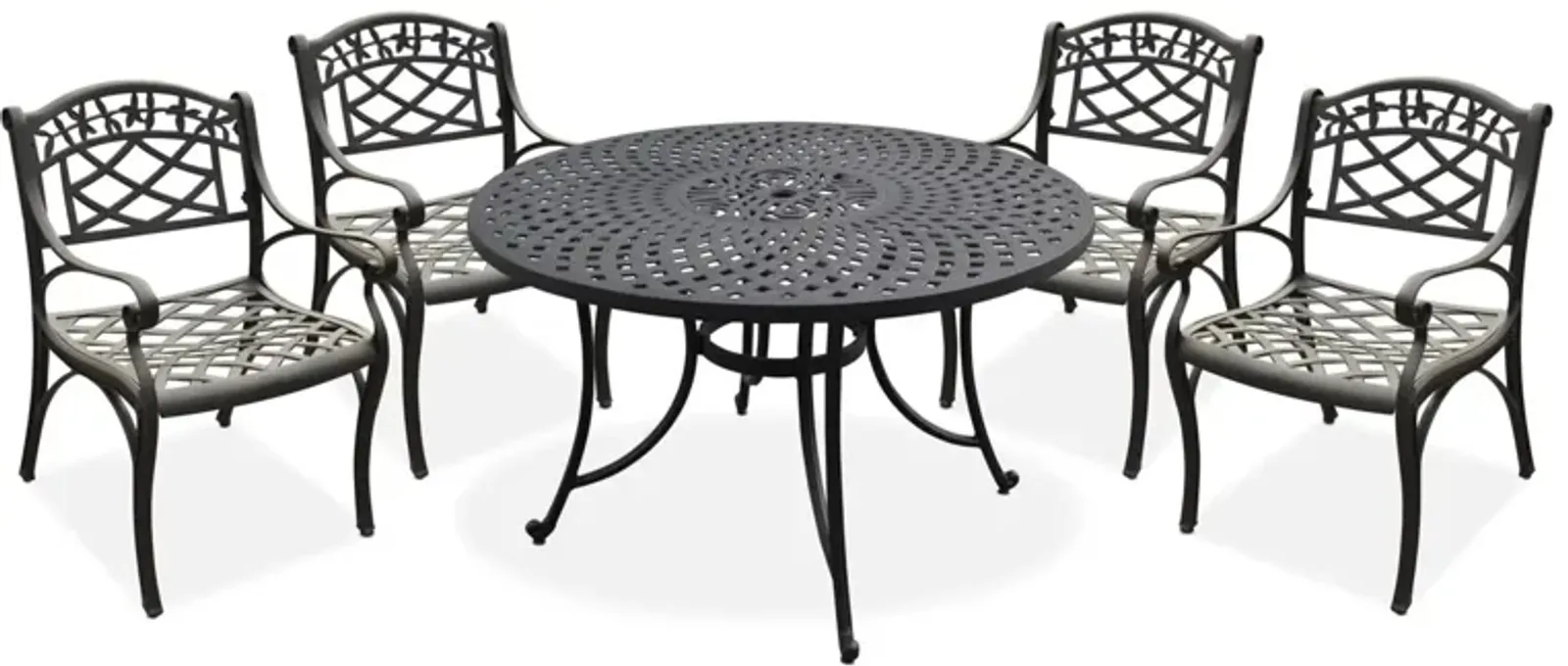 Hana Outdoor 46" Dining Table and 4 Arm Chairs