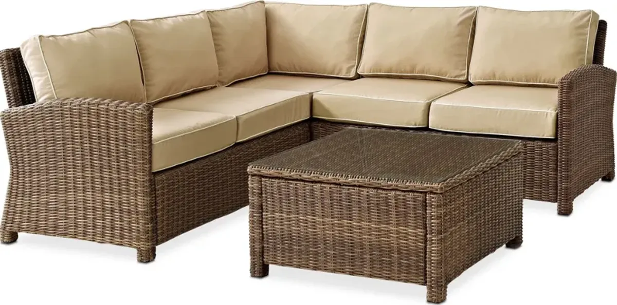 Destin 3-Piece Outdoor Sectional and Coffee Table Set - Sand