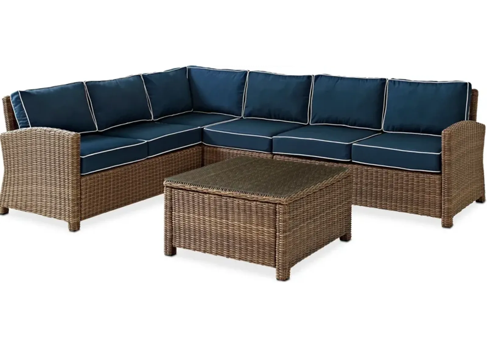 Destin 4-Piece Outdoor Sectional and Coffee Table Set - Navy