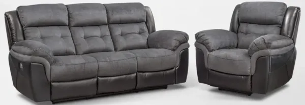 Tacoma Dual-Power Reclining Sofa and Recliner Set - Black