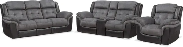 Tacoma Manual Reclining Sofa, Loveseat and Glider Recliner - Black