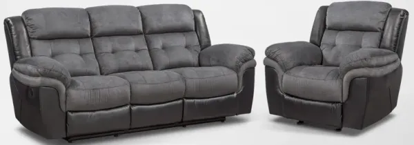 Tacoma Manual Reclining Sofa and Glider Recliner Set - Black