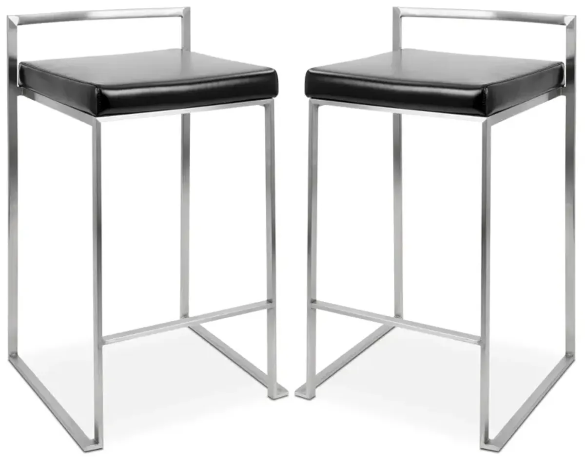 Doric Set of 2 Counter-Height Stools - Black