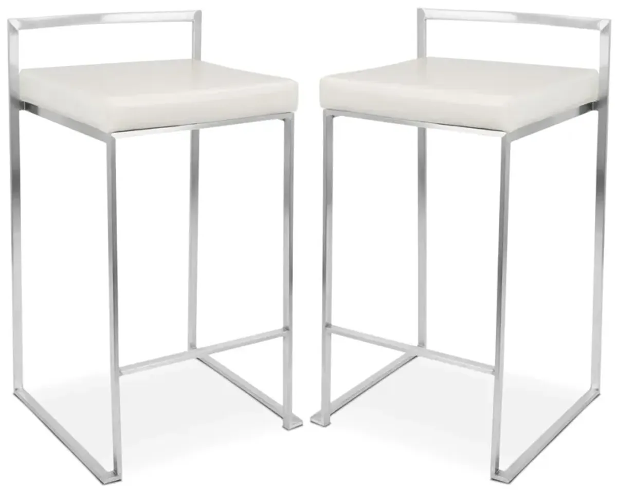 Doric Set of 2 Counter-Height Stools - Cream