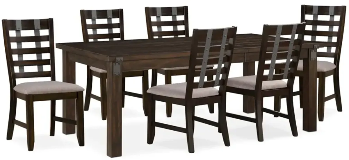 Hampton Extendable Dining Table and 6 Dining Chairs - Cocoa