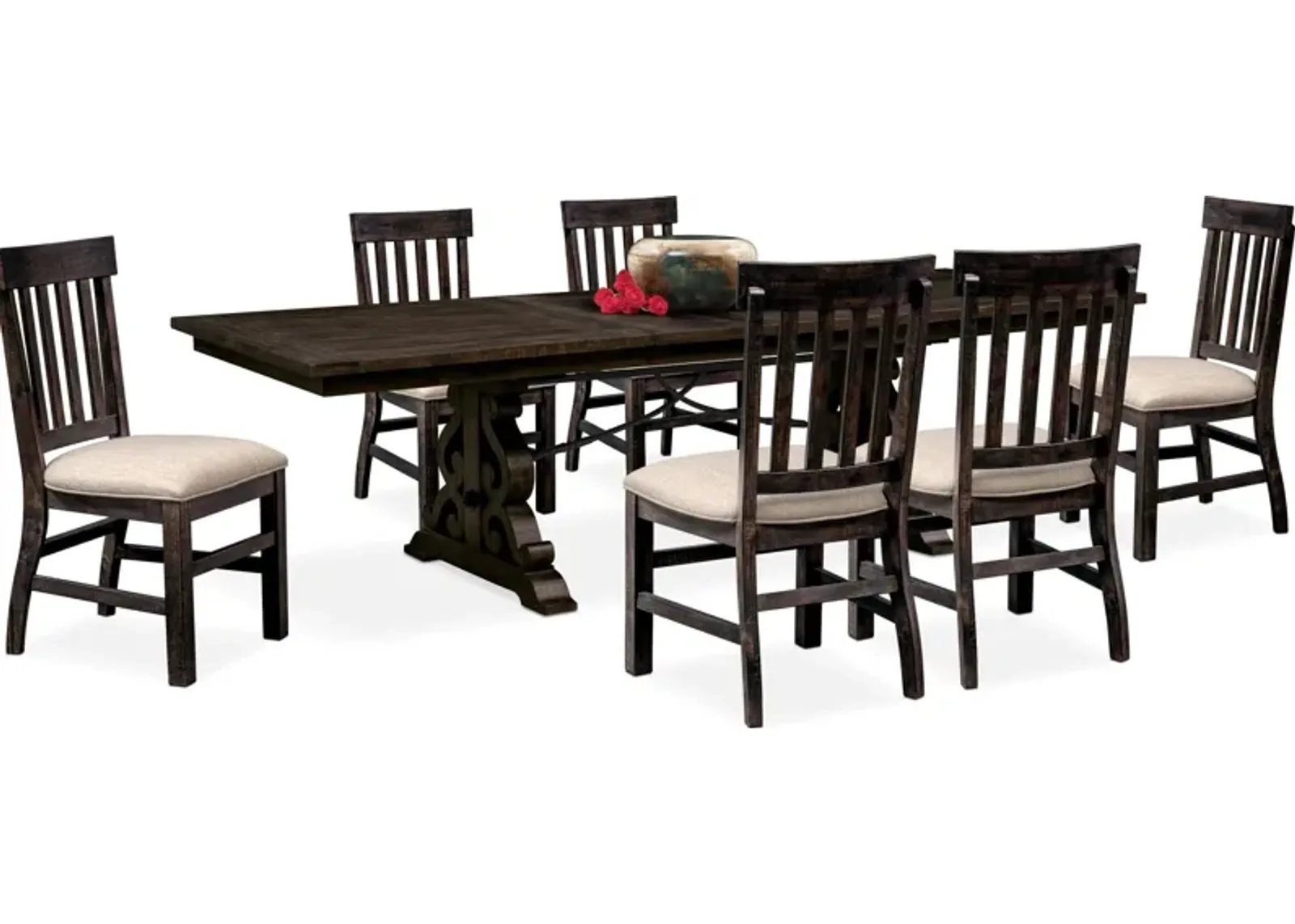 Charthouse Rectangular Extendable Dining Table and 6 Dining Chairs - Charcoal