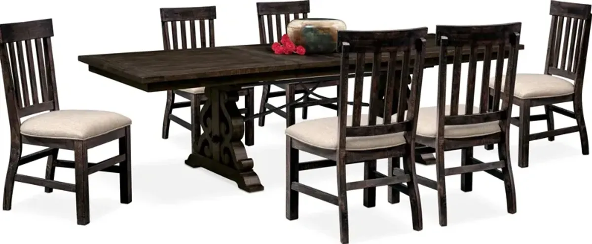 Charthouse Rectangular Extendable Dining Table and 6 Dining Chairs - Charcoal